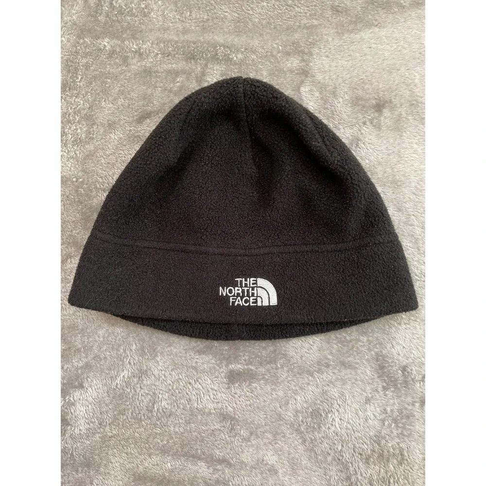 The North Face Black Polartec Fleece Beanie‎ Hat One Size Embroidered Logo